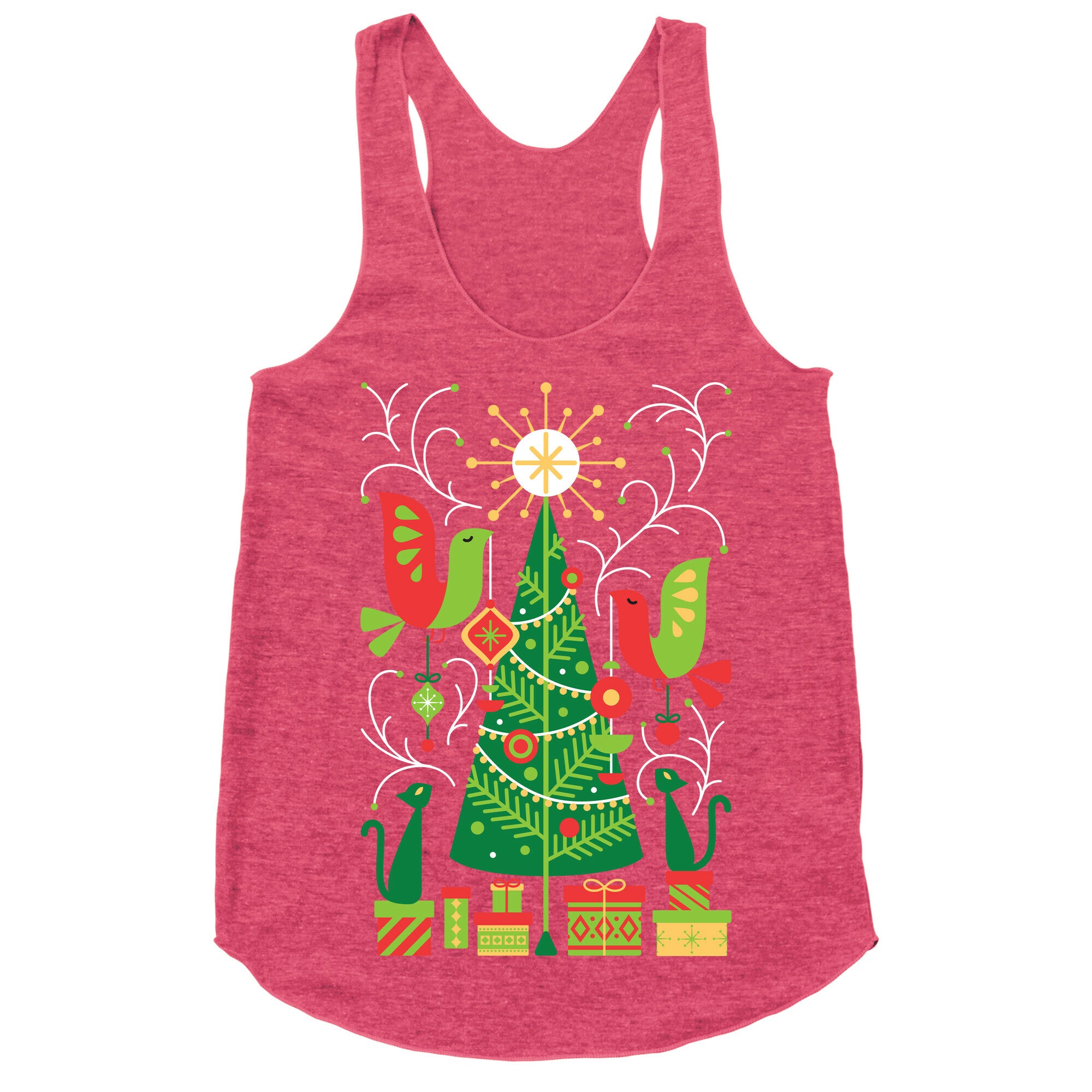 Vintage Christmas Tree Decorating Racerback Tank